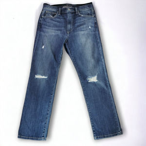 Joe's Jeans High Rise Straight Ankle Grinded Hem Distressed Jean Size 30